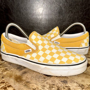 VANS Low Top Checkered Slip On Sneakers in Yellow